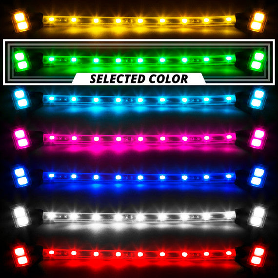 XK Glow Strips Single Color XKGLOW LED Accent Light Motorcycle Kit Green - 8xPod + 2x8In - 0