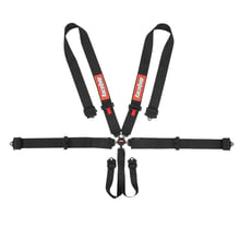 RACEQUIP SFI CAMLOCK 6PT PU LAP SEAT BELTS BLK