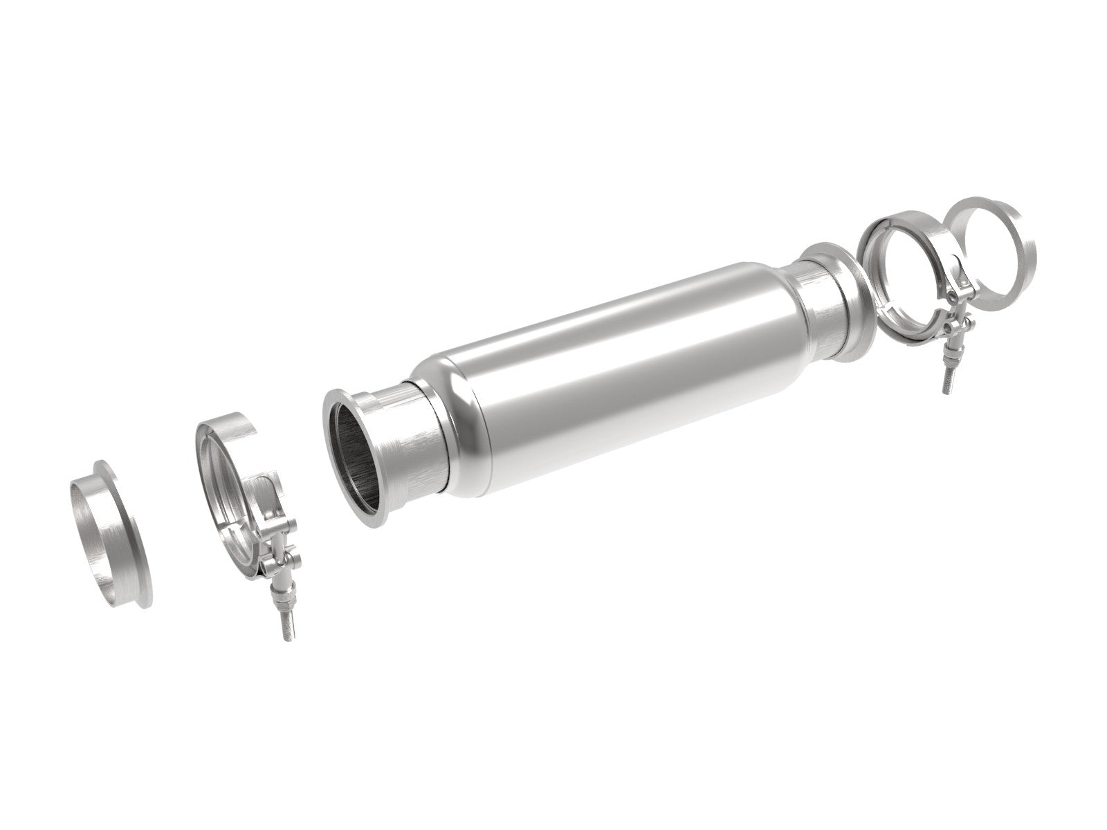 MACH Force-Xp 304 Stainless Steel Resonator 3 IN Inlet/Outlet x 4 IN Dia. x 12 IN Body x 16 IN Overall Length