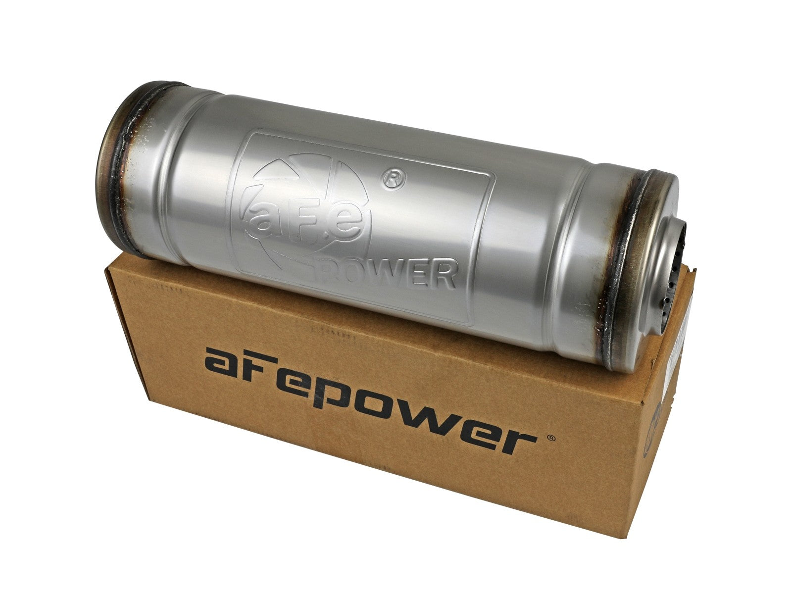 MACH Force-Xp 304 Stainless Steel Muffler 2-1/2 IN ID Center/Center x 9 IN Dia. x 14 IN L - Round Body