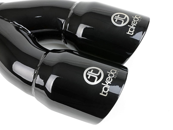 aFe Takeda 2.5in 304 Stainless Steel Clamp-on Exhaust Tip 2.5in Inlet 3in Dual Outlet - Black