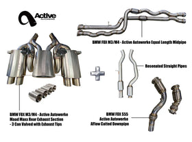 F80/F82 Exhaust Bundle Aflow equal length res (rear + EL res + Aflow DP) brushed 2014+ M3 / M4