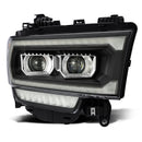 AlphaRex 19-21 Ram 2500 LUXX LED Proj Headlights Plank Style Black w/Activ Light/Seq Signal/DRL-2