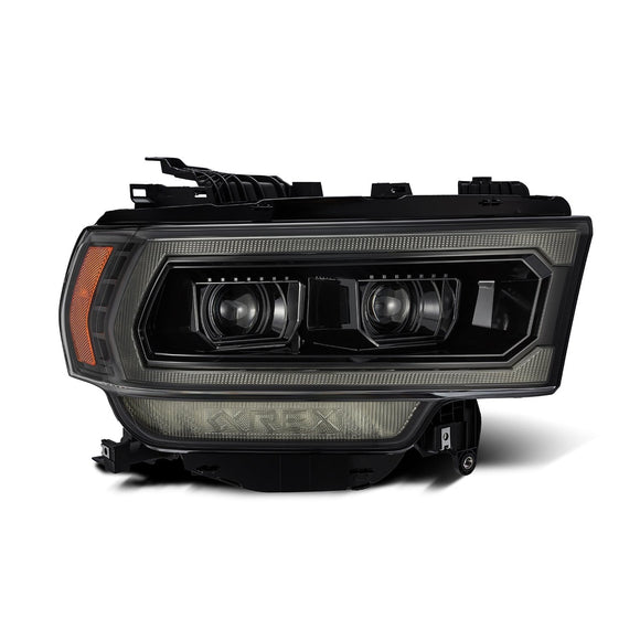 AlphaRex 19-21 Ram 2500 LUXX LED Proj Headlights Plank Style Alpha Blk w/Activ Light/Seq Signal/DRL