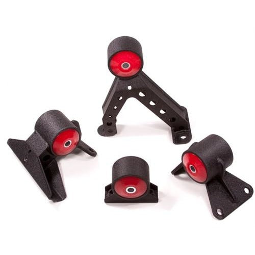 Innovative 07-13 Mitsubishi Evolution 4B11T Black Steel Mounts 95A Bushings
