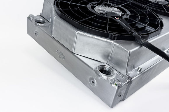 CSF Motorsport Radiator with Shroud - 14in SPAL Brushless Fans - Harnesses