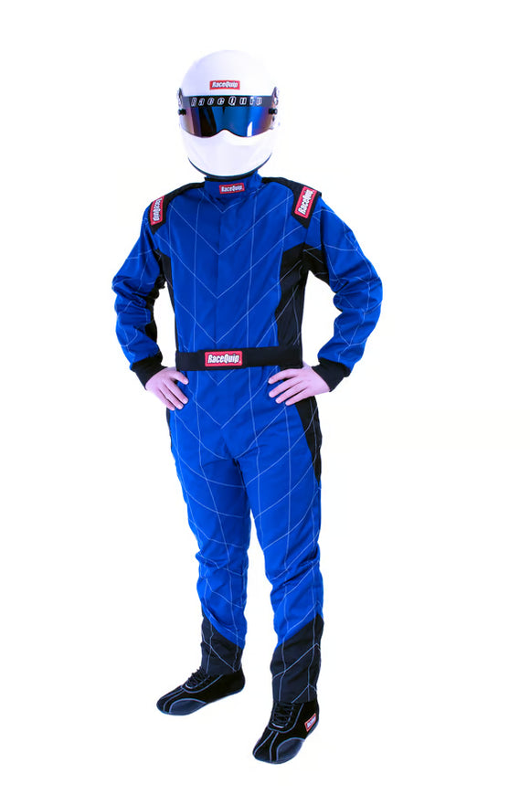 RACEQUIP CHEVRON-1 SUIT SFI-1 BLU LRG