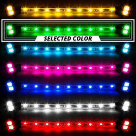 XK Glow Strips Single Color XKGLOW LED Accent Light Motorcycle Kit Green - 10xPod + 4x8In