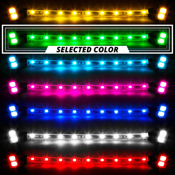 XK Glow Strips Single Color XKGLOW LED Accent Light Motorcycle Kit Green - 10xPod + 4x8In