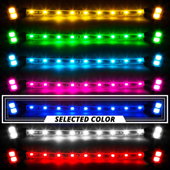 XK Glow Strips Single Color XKGLOW LED Accent Light Motorcycle Kit Blue - 10xPod + 4x8In - 0