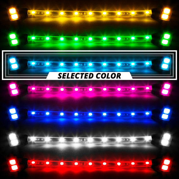 XK Glow Strips Single Color XKGLOW LED Accent Light Motorcycle Kit Light Blue - 10xPod + 4x8In - 0