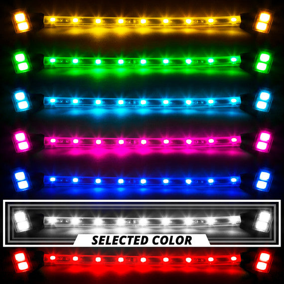 XK Glow White - 10xPod + 4x8Strips Single Color XKGLOW LED Accent Light Motorcycle Kit - 0