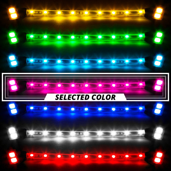 XK Glow Strips Single Color XKGLOW LED Accent Light Motorcycle Kit Pink - 10xPod + 4x8In