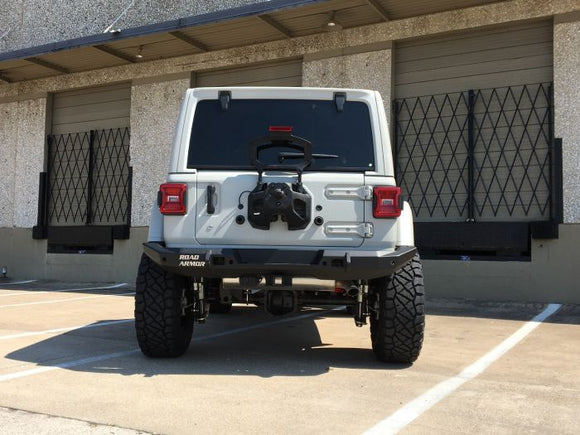 Road Armor 18-20 Jeep Wrangler JL Stealth Rear Bumper Full Width w/Tire Carrier Hole - Tex Blk