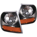ANZO Corner Lights 1997-2003 Ford F-150 HARLEY DAVIDSON Style Corner Lights Black w/ Amber Reflector-1
