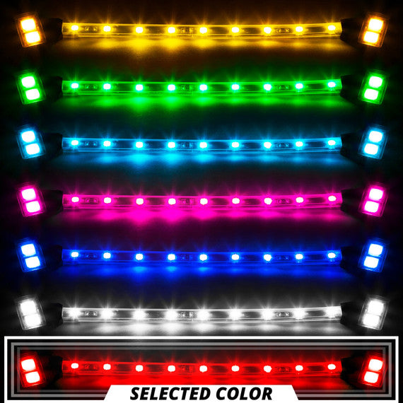 XK Glow Single Color XKGLOW UnderglowLED Accent Light Car/Truck Kit Red - 8x24In Tube + 4x8In Strip