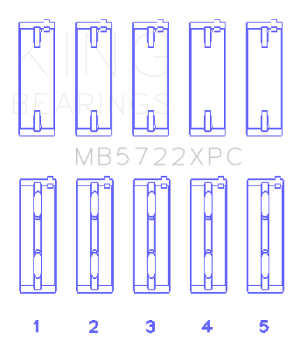 King 2007+ Mitsubishi 4B11T EVO X Coated Performance Main Bearing Set - Size STDX - 0
