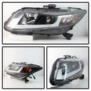 Spyder 12-14 Honda Civic (Excl. 2014 Coupe) Projector Headlights Lgtbr DRL Black PRO-YD-HC12-DRL-BK-5