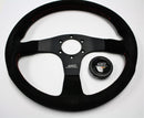 MUGEN Racing III Steering Wheel - 350mm (Black Suede / Red Stitch)-1