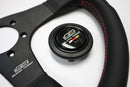 MUGEN Racing III Steering Wheel - 350mm (Black Leather / Red Stitch)-2