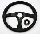 MUGEN Racing III Steering Wheel - 350mm (Black Leather / Red Stitch)-3