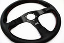 MUGEN Racing III Steering Wheel - 350mm (Black Leather / Red Stitch)-5