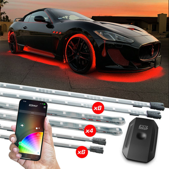 XK Glow New Style Strips XKchrome Car Pro Kit w/ Dual-Mode Dash Controller 8x24In+ 6x10In+4x3ft