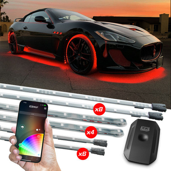 XK Glow Strip Million Color XKCHROME App Undercar Kit (8x24In Tube + 6x10In Strip + 4x36In)