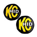 KC HiLiTES 8in. Round Soft Cover HID (Pair) - Black w/Yellow Brushed KC Logo-1