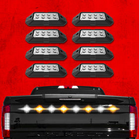 XK Glow Strobe Pod Lights w/ Traffic Modes Ultra LEDs Multiple Modes + Solid On - Amber + White 8pc