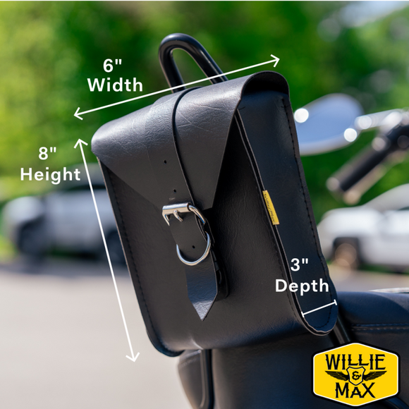 Willie & Max Universal Fit Mini Sissy Bar Bag (6 in L x 8 in W x 3 in H) - Black