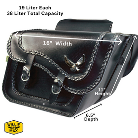 Willie & Max Universal Black Magic Large Slant Saddlebags (16 in L x 11 in W x 6.5 in H) - Black - 0
