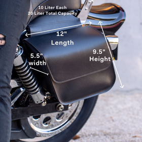 Willie & Max Universal Raptor Compact Slant Saddlebags (12 in L x 9.5 in W x 5.5 H) - Black - 0