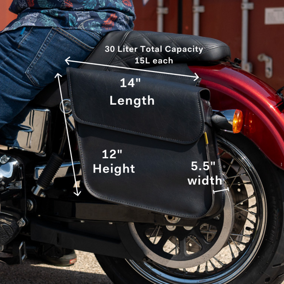 Willie & Max Universal Raptor Standard Slant Saddlebags (14 in L x 12 W x 5.5 H) - Black