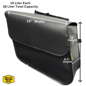 Willie & Max Universal Raptor Large Slant Saddlebags (16 in L x 11 W x 6.5 in H) - Black - 0