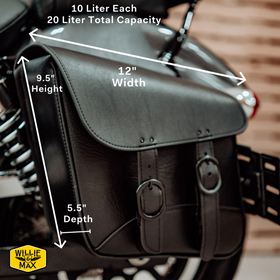 Willie & Max Universal Black Jack Compact Slant Saddlebag Set (12inL x 9.5inH x 5.5 inW) - Black - 0