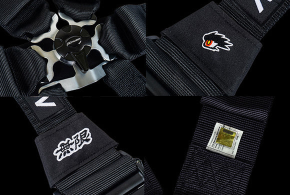 MUGEN HARNESS 6PT 3">2" HANS BLACK SNAP IN FIA APPR