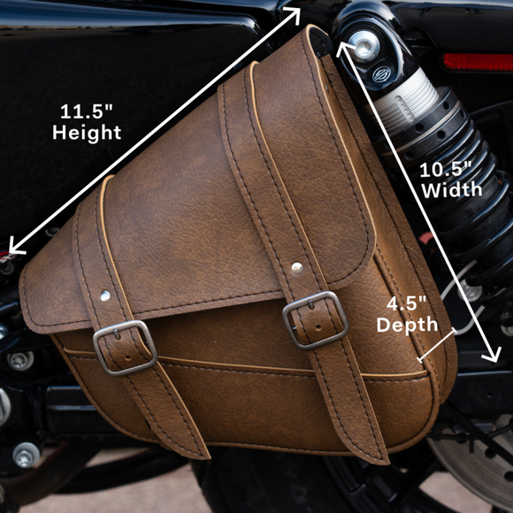 Willie & Max HD Sportsters,Custom Hard Tails Swingarm Bag Dual Shock(10.5inLx11.5inWx 4.5in H)-Brown