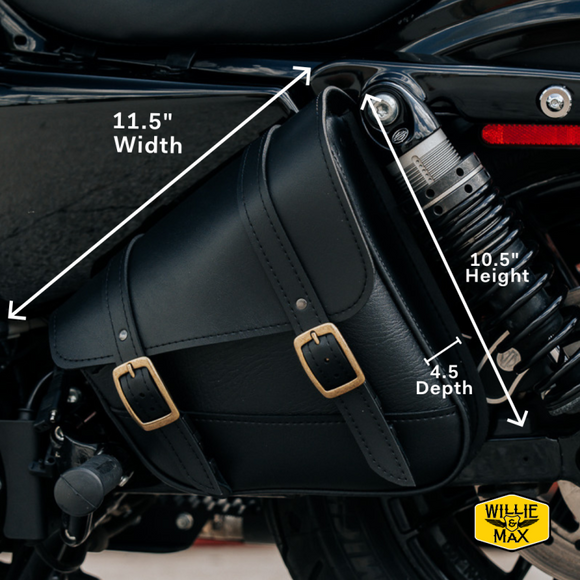 Willie & Max HD Sportsters, Custom Hard Tails Brass Monkey Swingarm Bag Dual Shock - Black