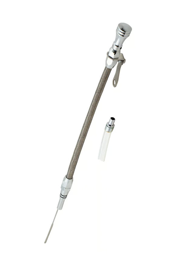 Mr. Gasket Engine Oil Dipstick & Tube - Braided Stainless Steel Fits 1965-1990 Chevrolet 396-454 Big Block