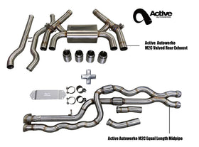 F87 M2C Exhaust Bundle equal length (rear + EL midpipe) brushed tips 2019+ M2 Competition