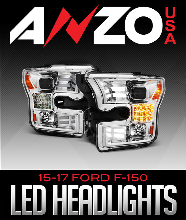 ANZOUSA CHROME HOUSING LED HEADLIGHTS: 2015–2017 FORD F-150