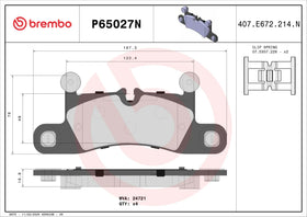 Brembo 11-18 Porsche Cayenne/11-17 Volkswagen Touareg Rear Premium NAO Ceramic OE Equivalent Pad 7P0698451 - 0