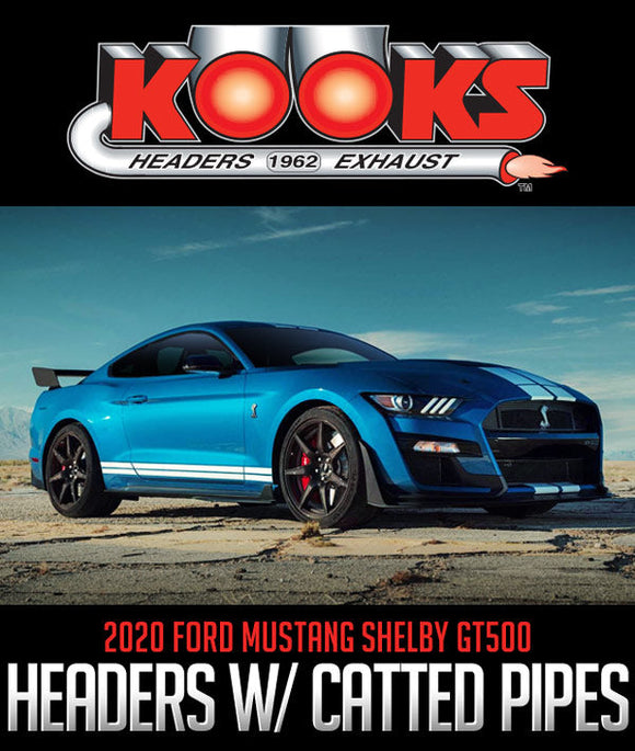 KOOKS HEADERS & EXHAUST STAINLESS STEEL HEADERS WITH CATTED CONNECTION PIPES: 2020 FORD MUSTANG SHELBY GT500
