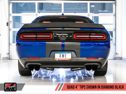 AWE Track Edition Exhaust for 17+ Challenger 5.7 - Diamond Black Quad Tips