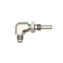 DeatschWerks 6AN Male Flare To 5/16in. Male Barb Bulkhead Adapter 90-Degree (Incl. Nut)-1