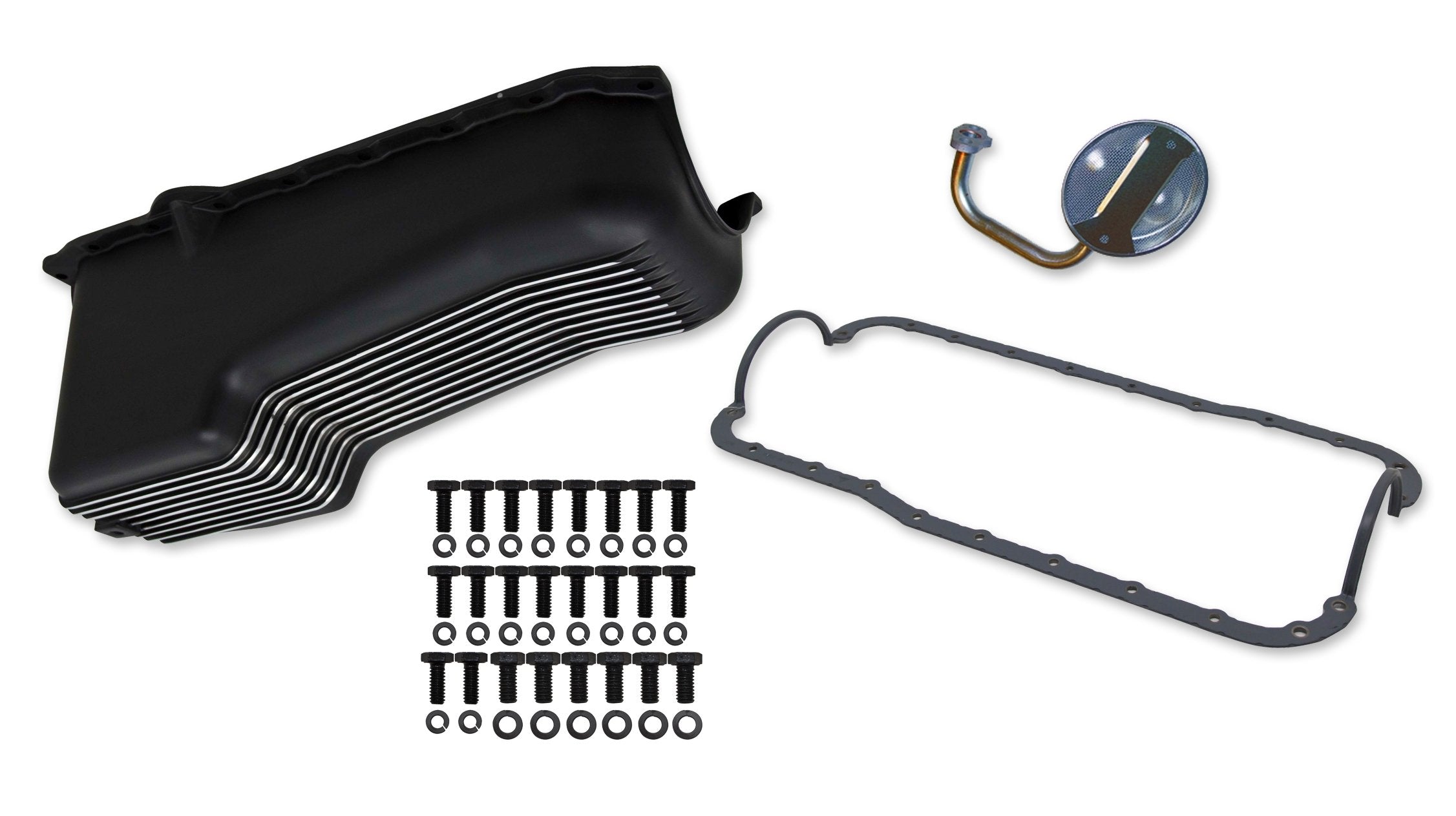 WEIAND ALUM OIL PAN KIT BLK SBF FINNED