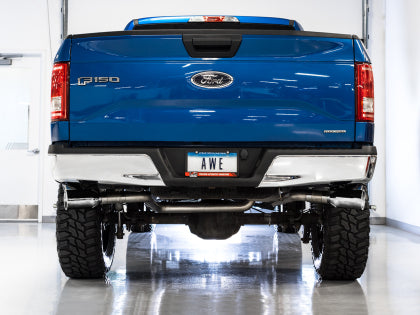 AWE 0FG Dual Exit Exhaust for '15-'20 F-150 - 5" Chrome Silver Tips - 0