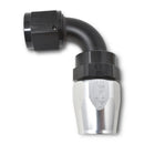 Russell Performance -8 AN Black/Silver 90 Degree Full Flow Hose End-1