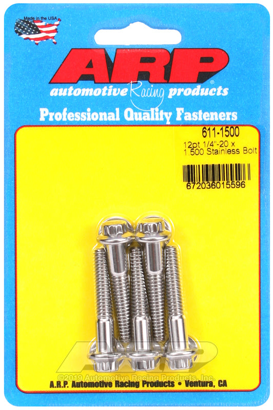 ARP 1/4in x 20 - 1.5 in UHL 12pt SS Bolt Kit (5/pkg)